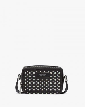 Black Kate Spade Double-zip Embellished Micro Crossbody | LNOA26703