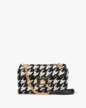 Black Multi Kate Spade Evelyn Houndstooth Small Shoulder Crossbody | XFOJ30728