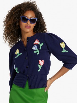 Blazer Blue Kate Spade Crochet Flower Cardigan | MELI83254