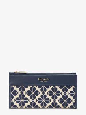 Blue Multicolor Kate Spade Spade Flower Jacquard Zip Slim Wallet | AWXU76529