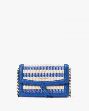 Classic Blue Multi Kate Spade Knott Striped Flap Crossbody | JXOL80346