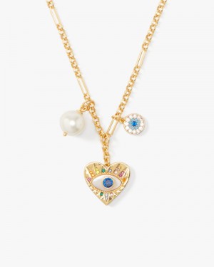 Cream Multi Kate Spade Evil Eye Cluster Pendant | GOFT10384