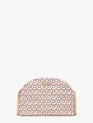 Cream Multi Kate Spade Morgan Fancy Hearts Double-zip Dome Crossbody | QCSE98230