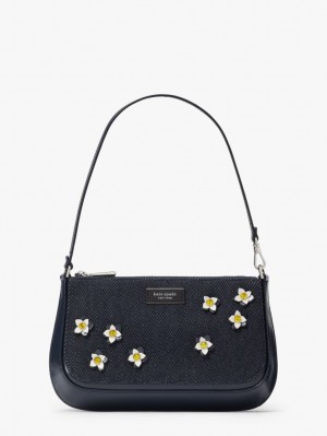 Indigo Multi Kate Spade Sam Icon Floral Embellished Denim Mini Pochette | CXZG78942