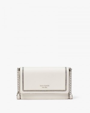 Parchment Kate Spade Morgan Crystal Inlay Flap Chain Wallet | GJWT36105