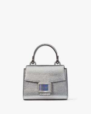 Silver Kate Spade Katy Embossed Metallic Micro Crossbody | YXWM82941