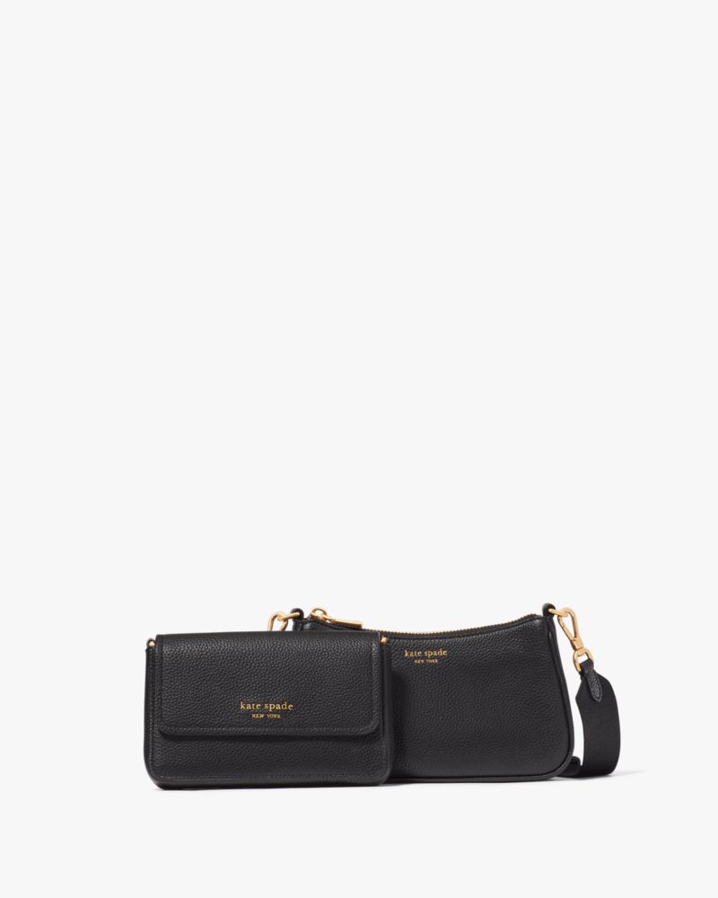 Black Kate Spade Double Up Crossbody | QNAF37859