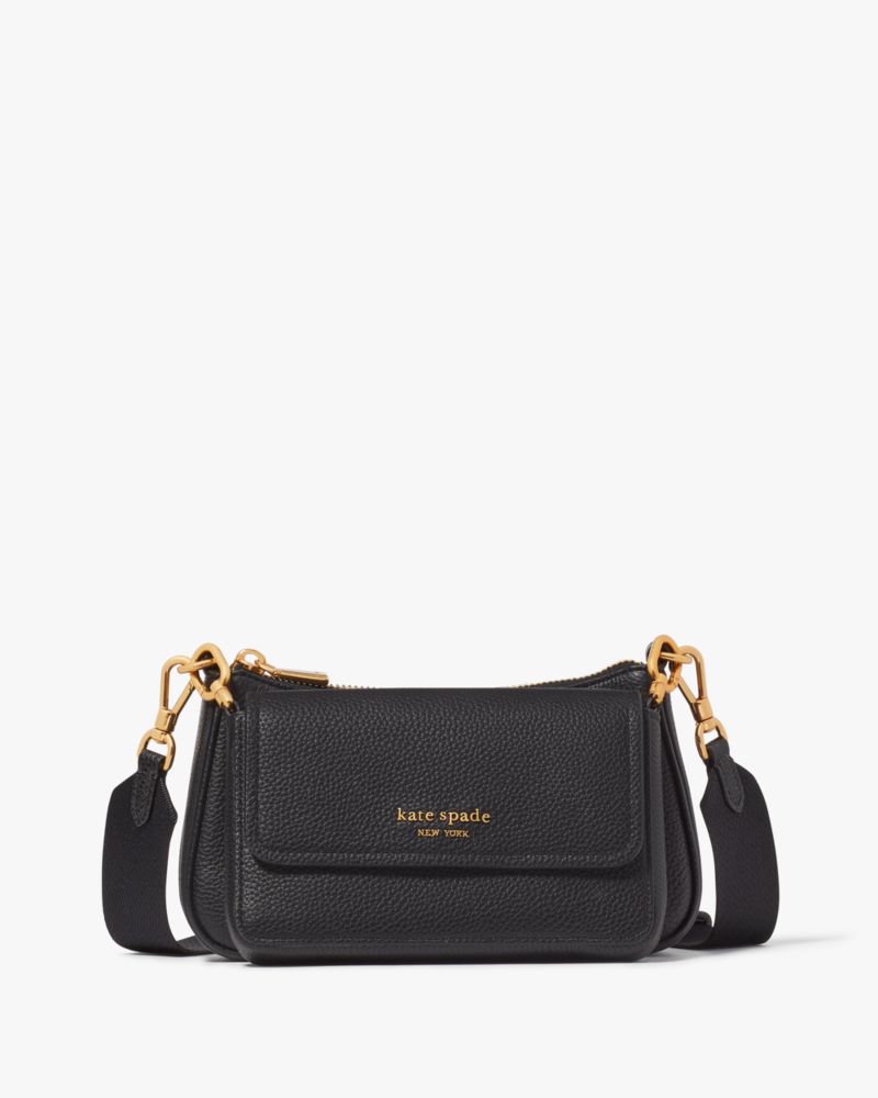 Black Kate Spade Double Up Crossbody | QNAF37859