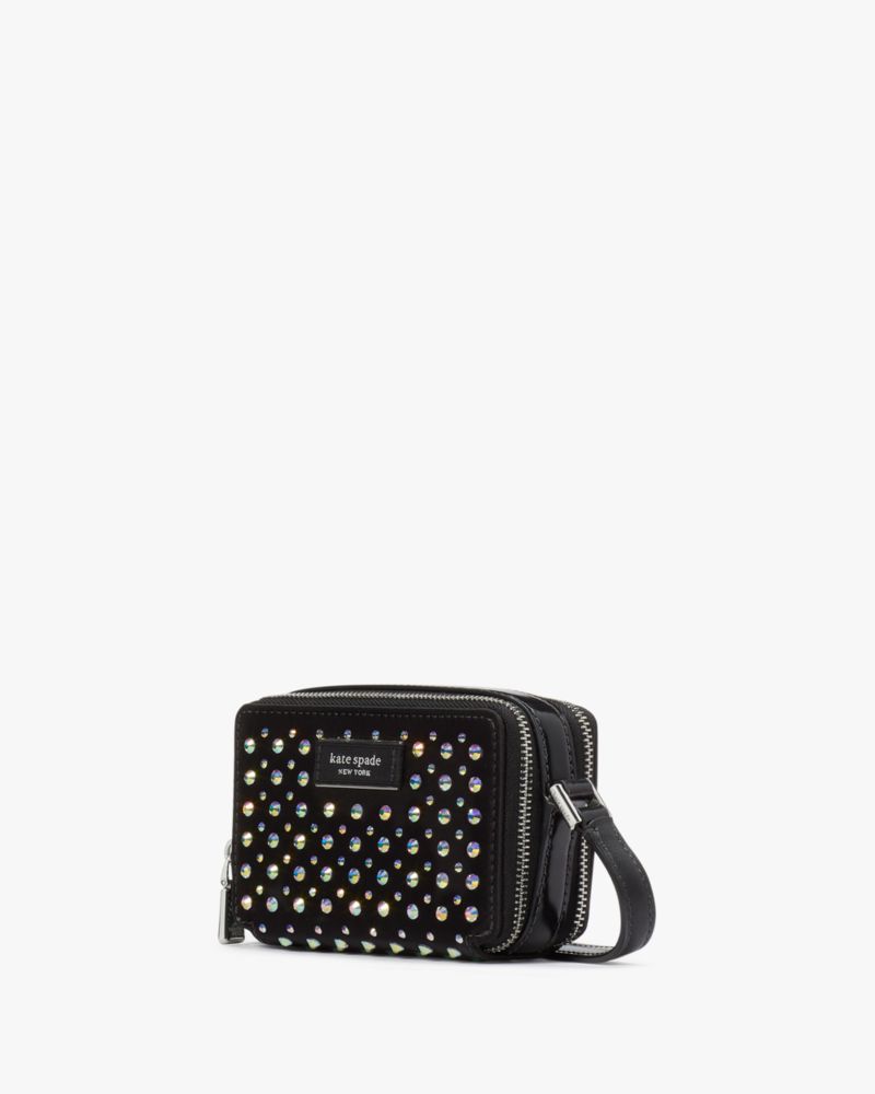 Black Kate Spade Double-zip Embellished Micro Crossbody | HPZL05849