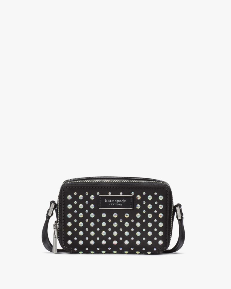 Black Kate Spade Double-zip Embellished Micro Crossbody | HPZL05849