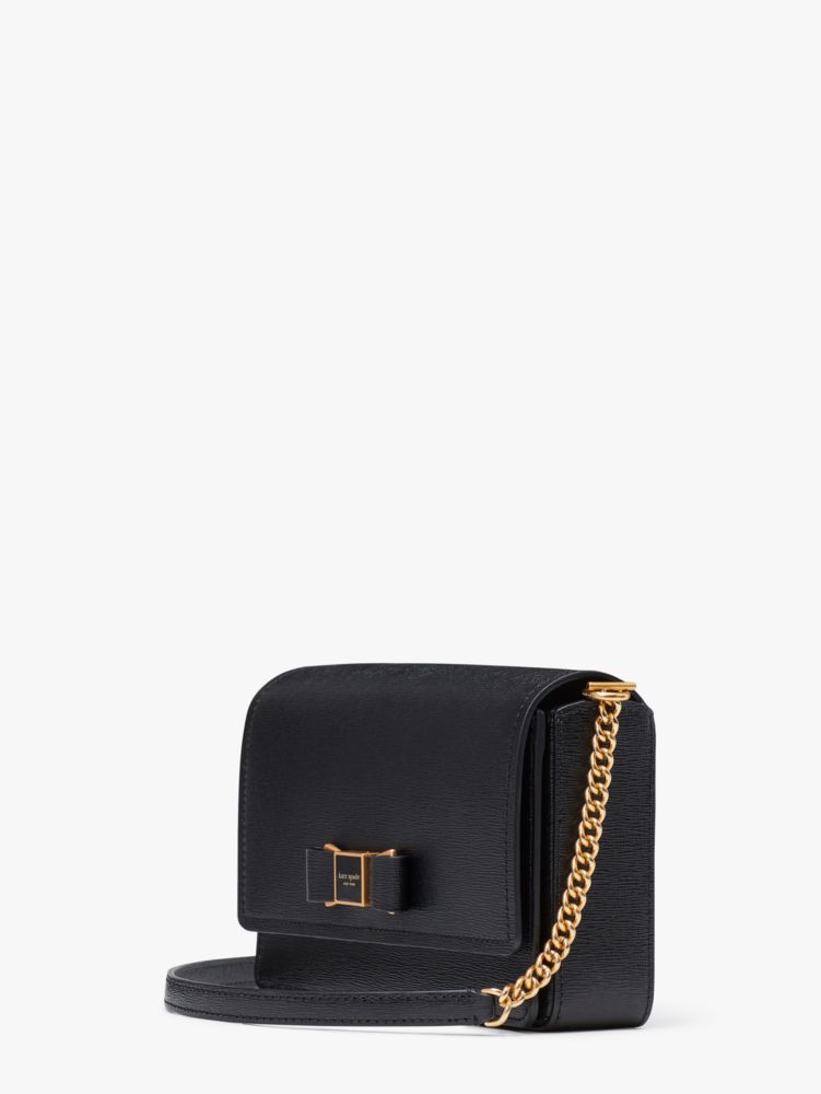 Black Kate Spade Morgan Bow Embellished Flap Chain Wallet | NWLZ67459