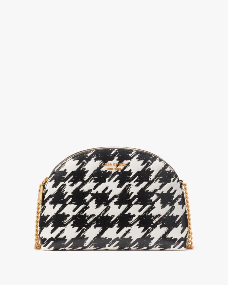 Black Multi Kate Spade Morgan Painterly Houndstooth Double-zip Dome Crossbody | MJVF46829