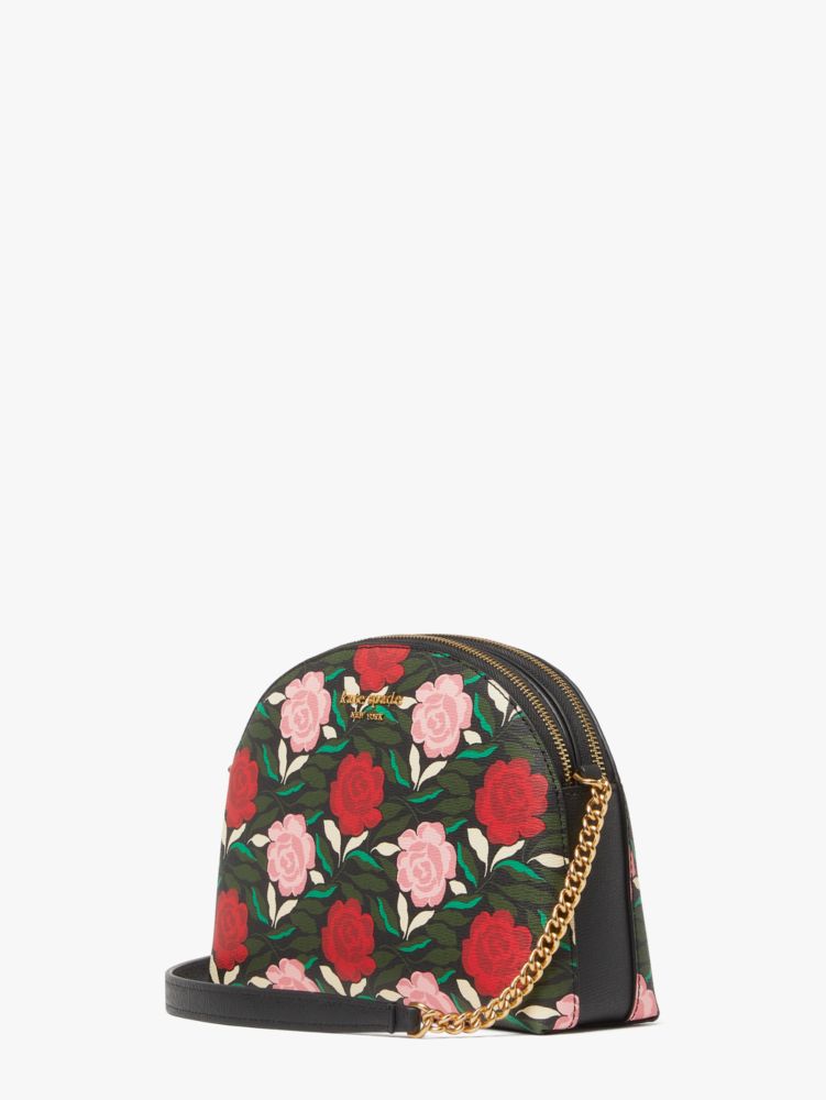 Black Multi Kate Spade Morgan Rose Garden Double-zip Dome Crossbody | DPCJ42983