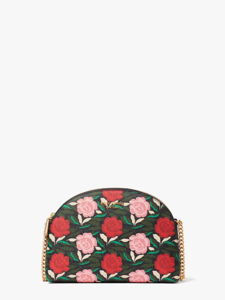 Black Multi Kate Spade Morgan Rose Garden Double-zip Dome Crossbody | DPCJ42983