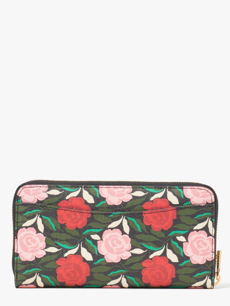 Black Multi Kate Spade Morgan Rose Garden Zip-around Continental Wallet | BVXL03491