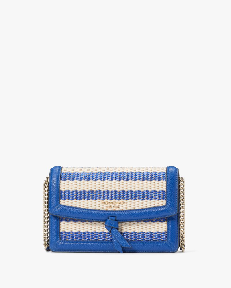 Classic Blue Multi Kate Spade Knott Striped Flap Crossbody | MBRI31254