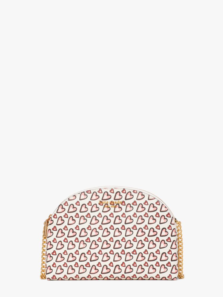 Cream Multi Kate Spade Morgan Fancy Hearts Double-zip Dome Crossbody | QCSE98230