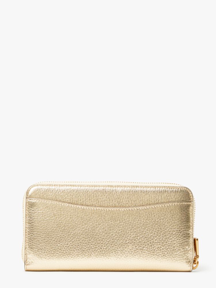 Gold Metallic Kate Spade Morgan Metallic Zip-around Continental Wallet | TBAE78920