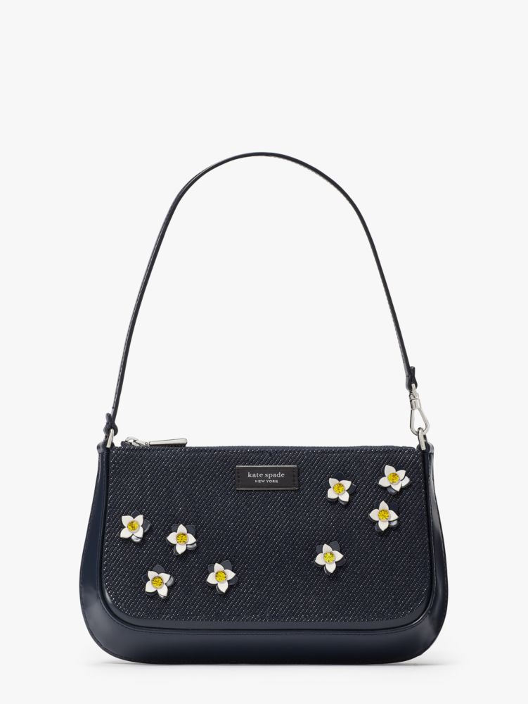 Indigo Multi Kate Spade Sam Icon Floral Embellished Denim Mini Pochette | CXZG78942