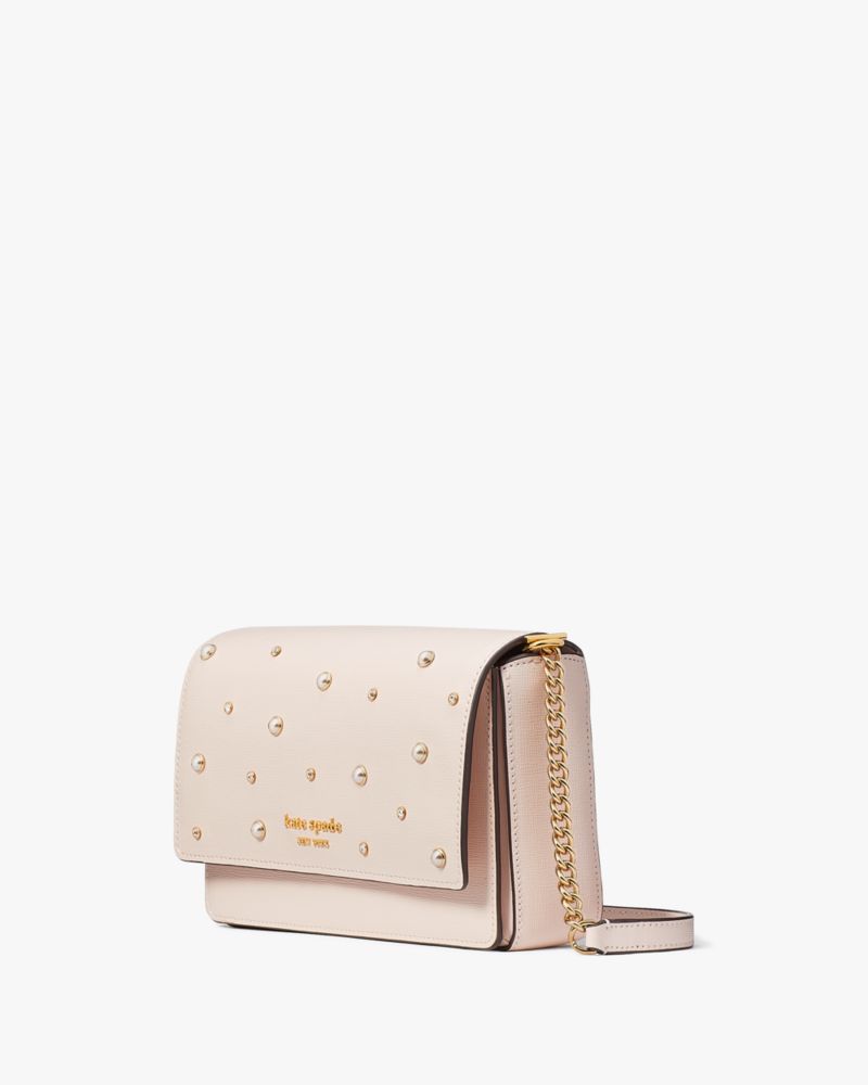 Pale Dogwood Kate Spade Purl Embellished Flap Chain Wallet | QFHE01954