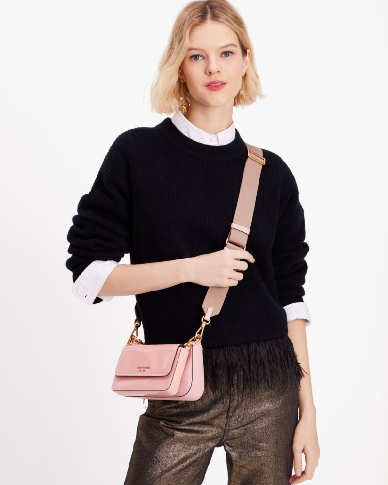 Pink Dune Kate Spade Double Up Patent Leather Crossbody | JGXR46901