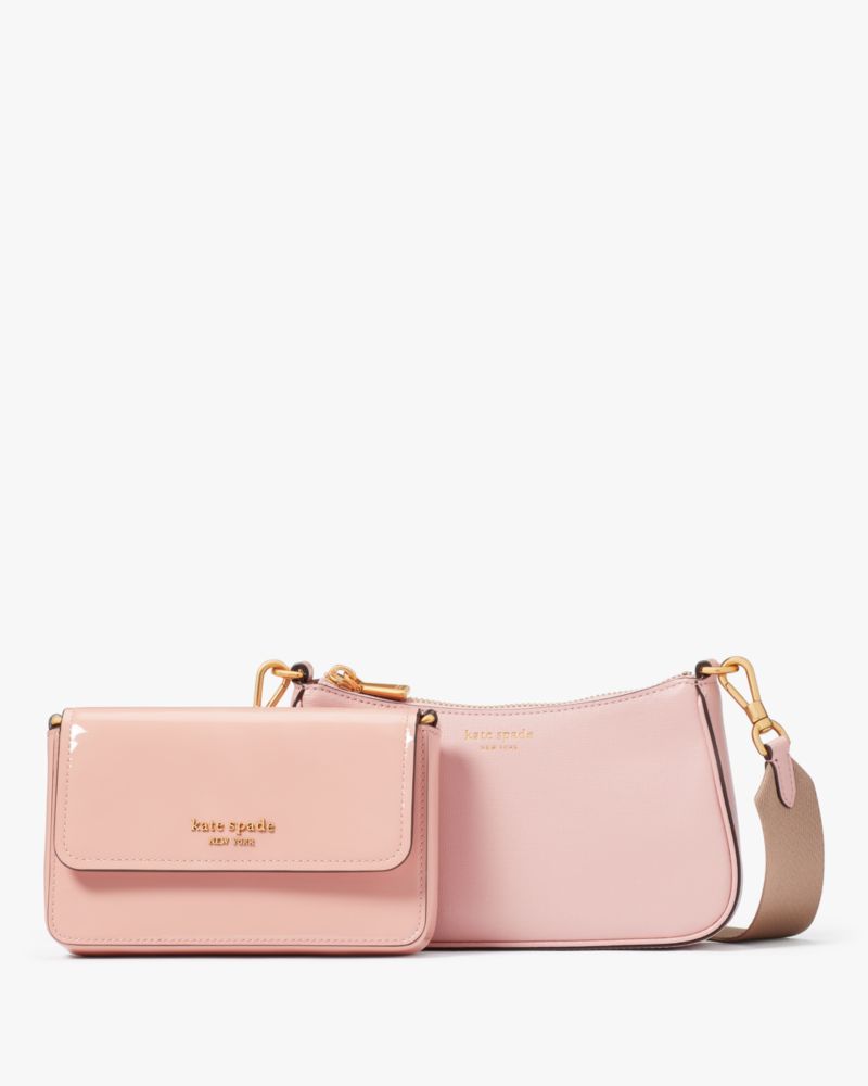 Pink Dune Kate Spade Double Up Patent Leather Crossbody | JGXR46901