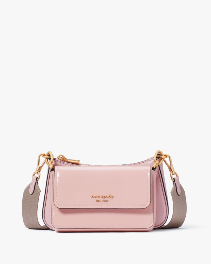 Pink Dune Kate Spade Double Up Patent Leather Crossbody | JGXR46901