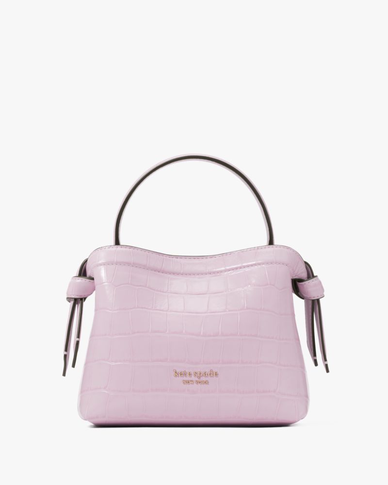 Violet Mist Kate Spade Knott Croc-embossed Mini Crossbody Tote | BPCM95607